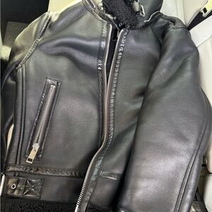 Michaels Black Leather Bomber Jacket